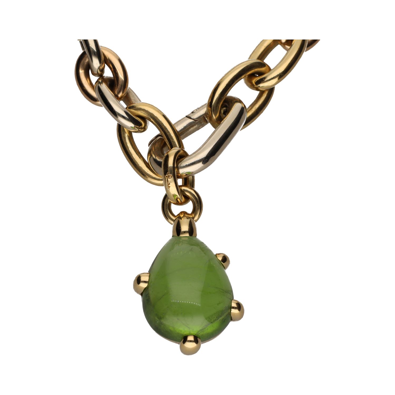 Collar de pomellato en oro amarillo con un peridoto.