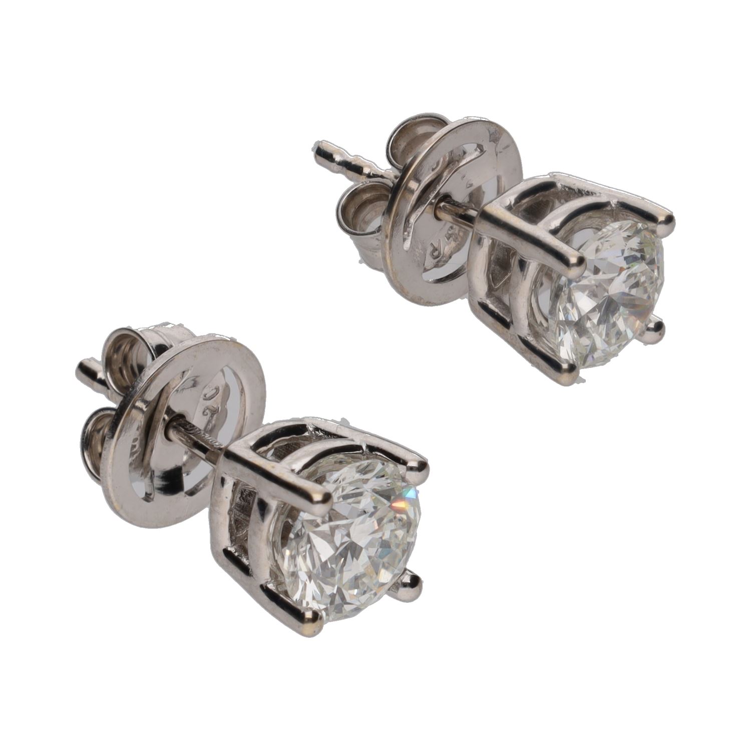 Pendientes dormilonas en oro blanco con brillantes.