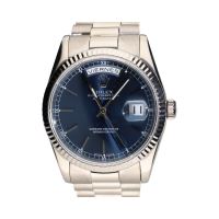 Day date oro blanco president 36mm esfera azul.  