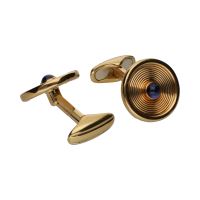 Gemelos firmados por suarez en oro amarillo con zafiros.