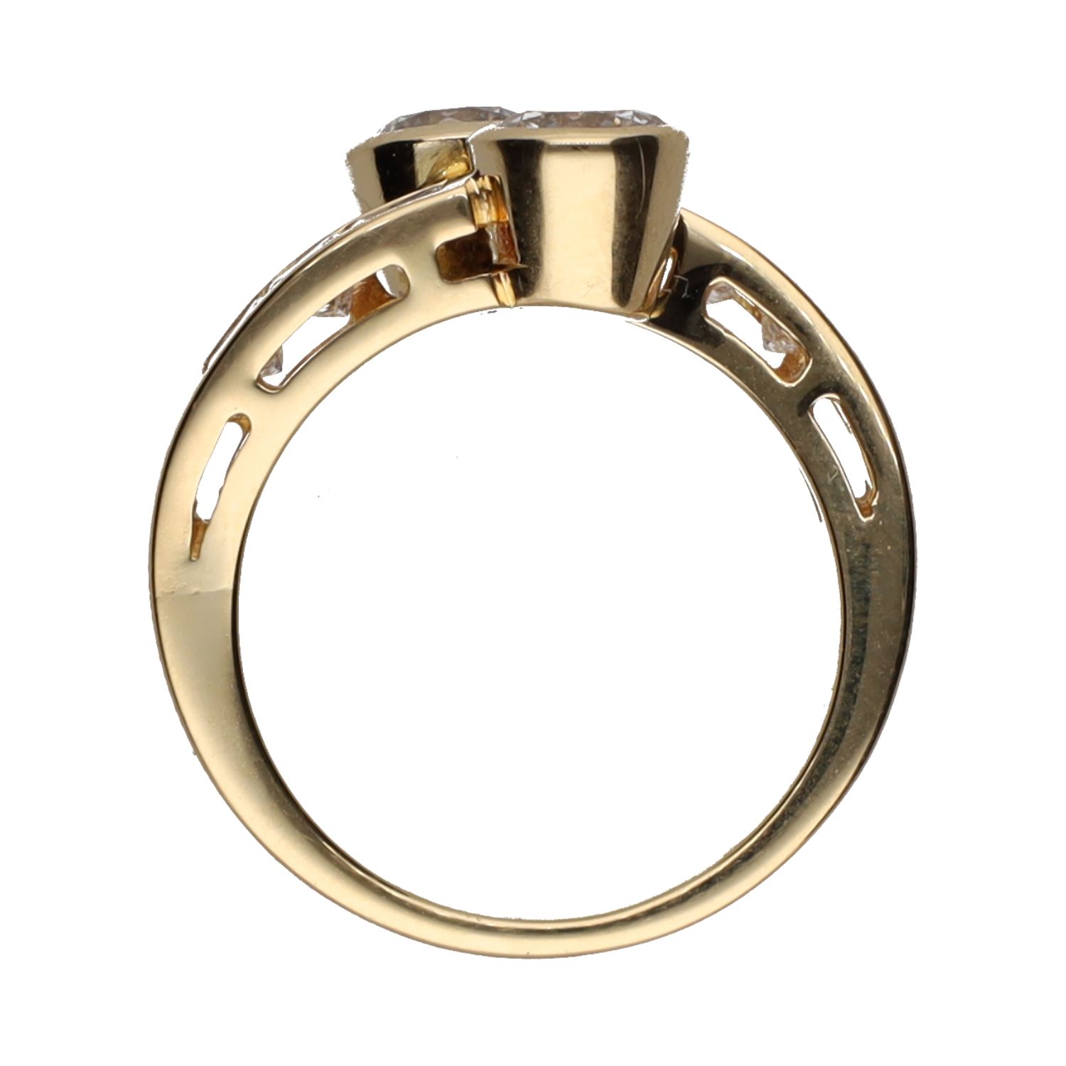 Sortija tu y yo en oro amarillo con brillantes. Talla 12.