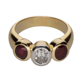 ANILLOS / SORTIJAS<BR>SORTIJA EN ORO AMARILLO CON RUBÍES Y U... · ref.: PRESENTA CERTIFICADO...