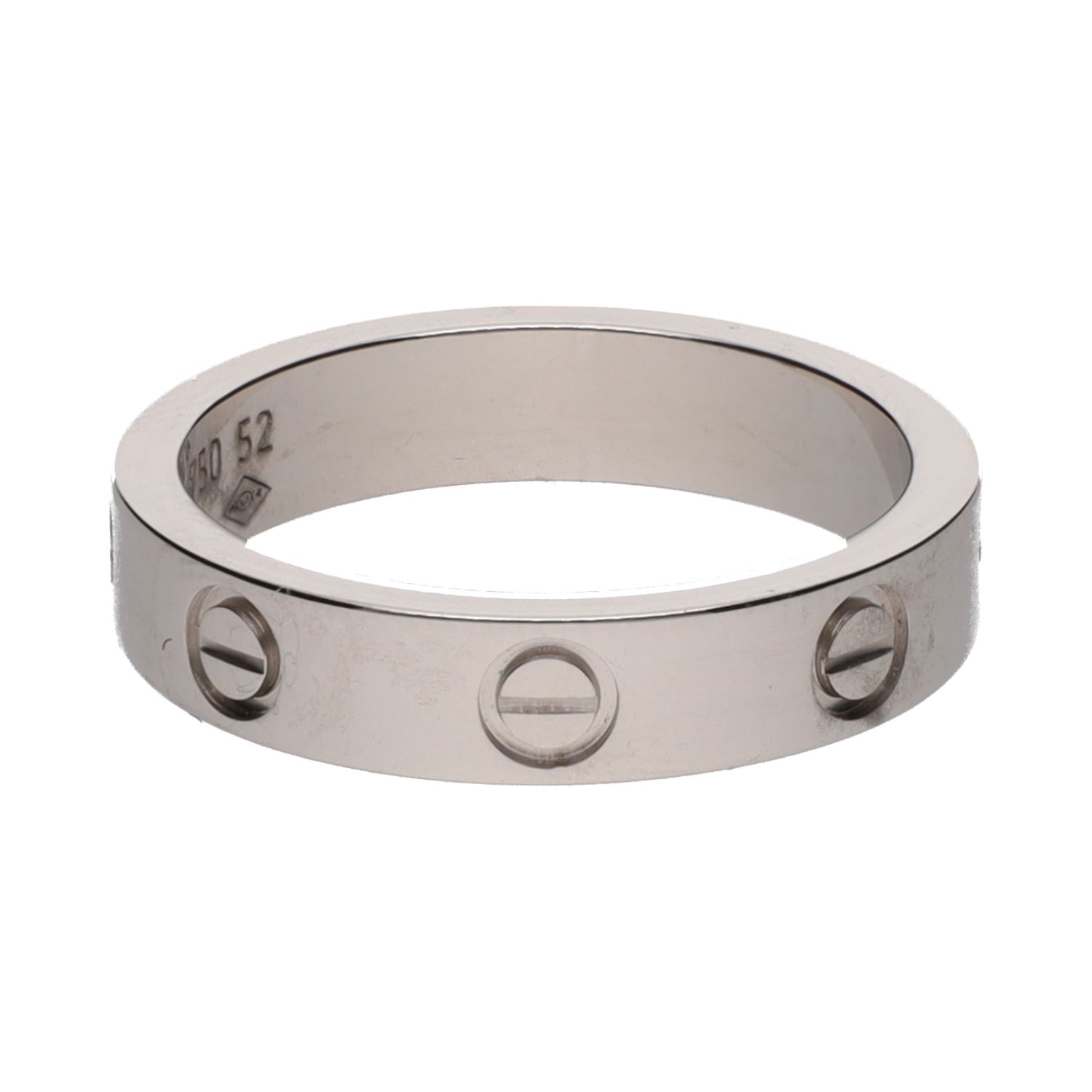 Sortija love de cartier en oro blanco con un brillante. Talla 52.