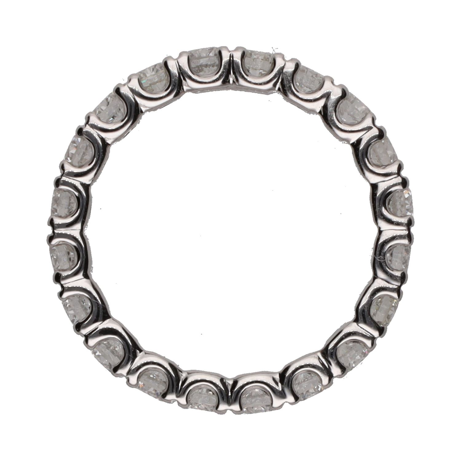 Sortija eternity en oro blanco con brillantes. Talla 13.