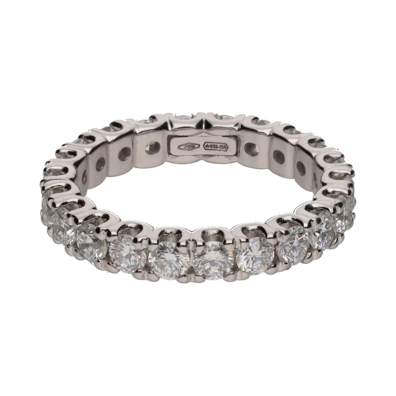 Sortija eternity en oro blanco con brillantes. Talla 12.