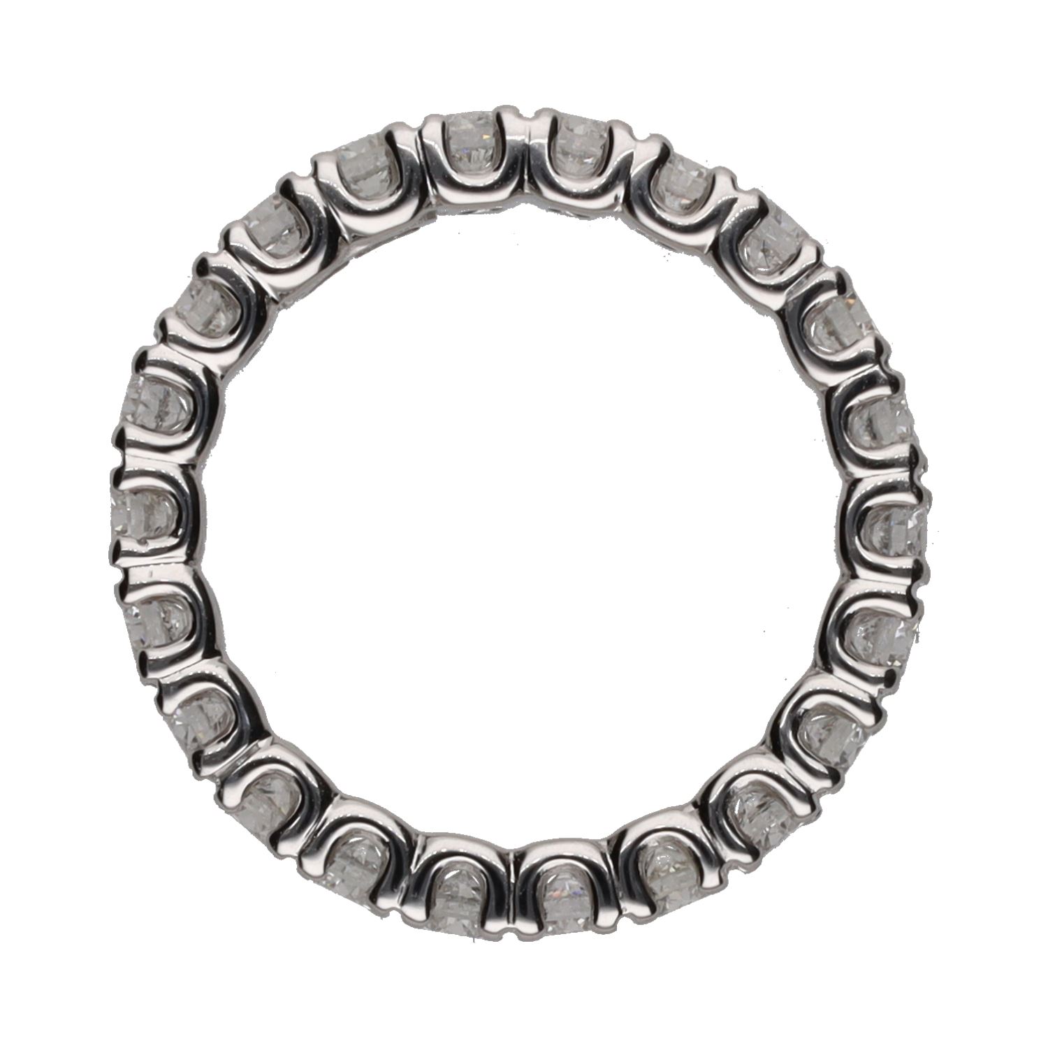 Sortija eternity en oro blanco con brillantes. Talla 12.