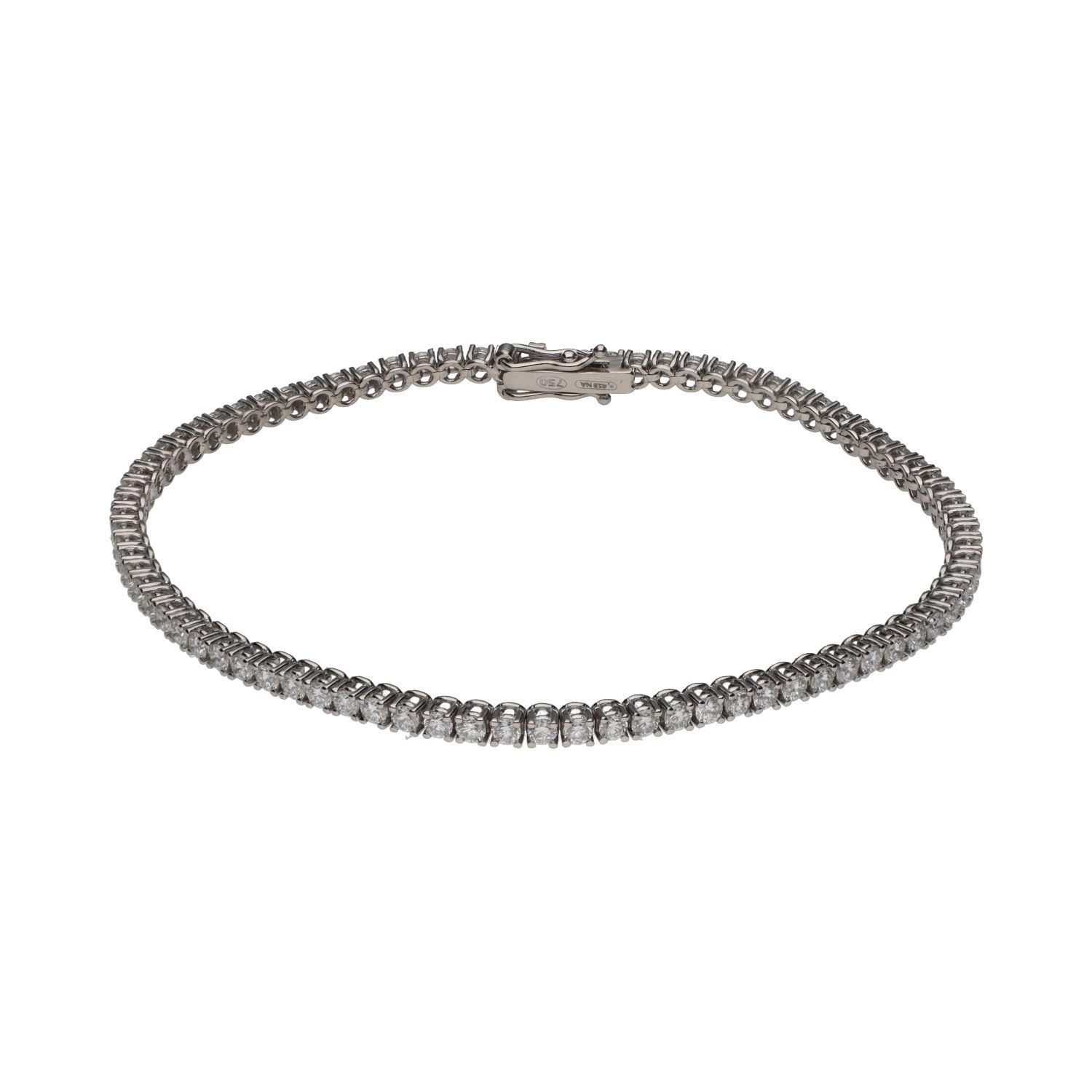 Pulsera riviere en oro blanco con brillantes.