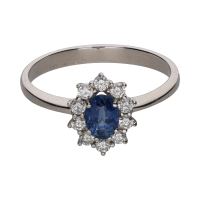 ANILLOS / SORTIJAS<BR>SORTIJA EN ORO BLANCO CON ZAFIRO Y ORL...