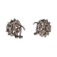 Pendientes en oro blanco con brillantes. Cierre omega.