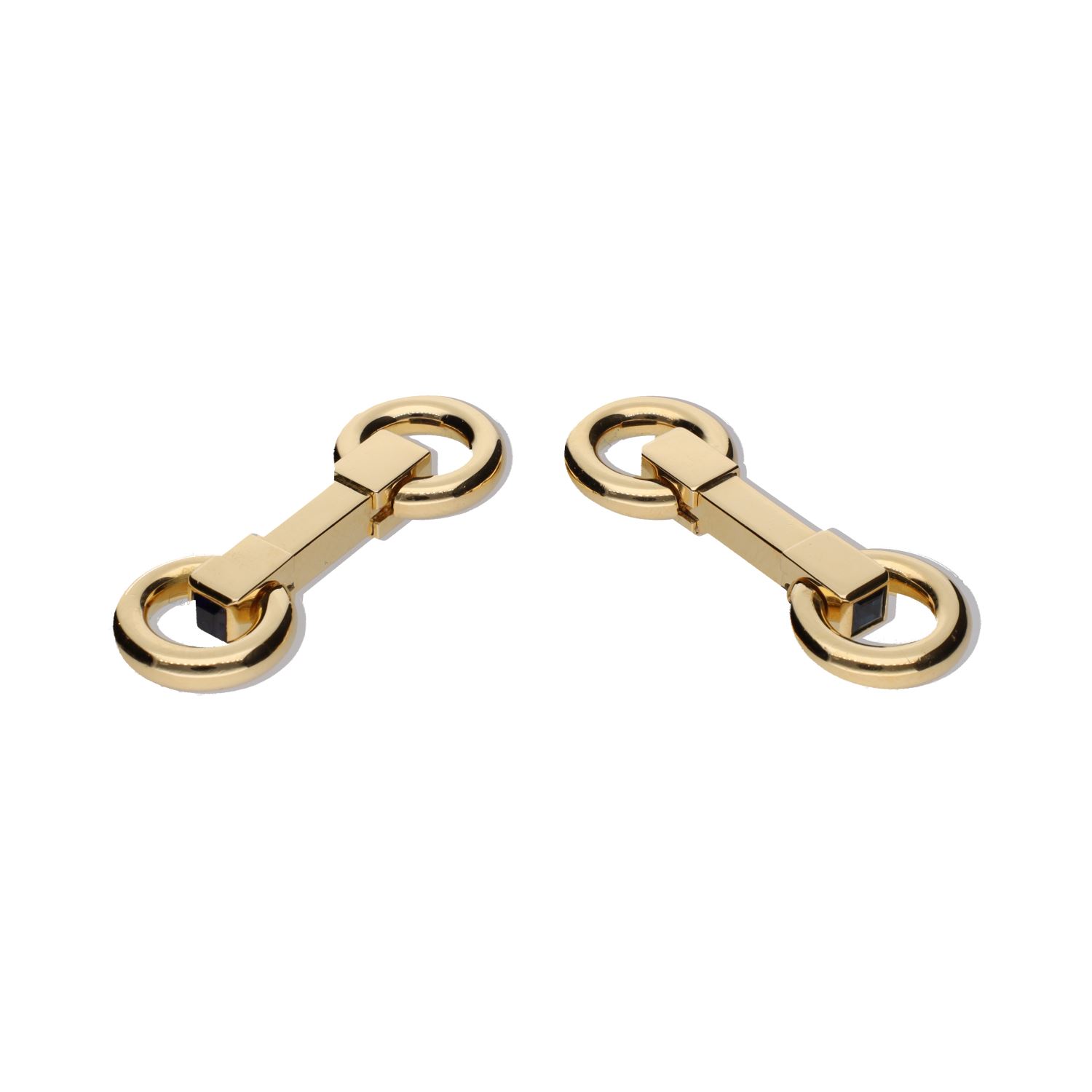 Gemelos en oro amarillo barra con anillas.