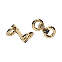 Gemelos en oro amarillo barra con anillas.