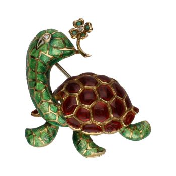 BROCHES / ALFILERES<BR>BROCHE FORMA DE TORTUGA EN ORO AMARILL... · ref.: (OMX)