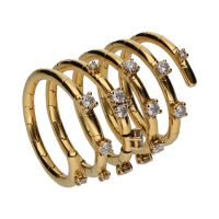 Sortija tipo muelle en oro amarillo con brillantes.