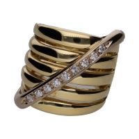 ANILLOS / SORTIJAS<BR>SORTIJA ANCHA EN ORO AMARILLO CON BRIL...