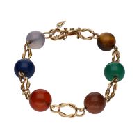 PULSERAS<BR>PULSERA EN ORO AMARILLO CON BOLAS DE P...