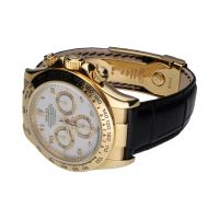 Daytona oro amarillo cuero esfera azul.   