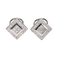 PENDIENTES<BR>PENDIENTES CUADRADOS EN ORO BLANCO CON...