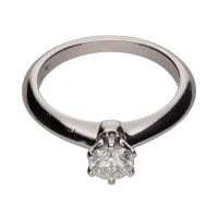 ANILLOS / SORTIJAS<BR>SORTIJA SOLITARIO EN PLATINO CON UN BR...