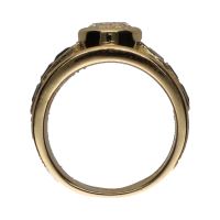 Sortija en oro amarillo con brillante central y detalles con brillantes y zafiros. Talla 12.