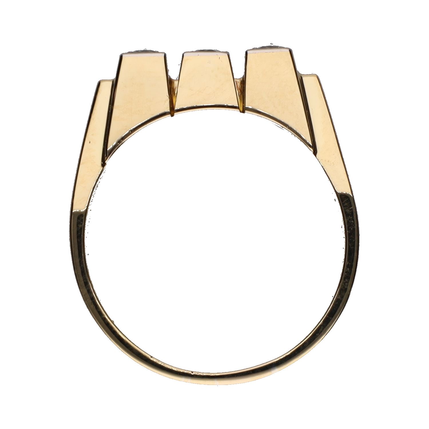 Sortija tresillo art-deco en oro amarillo con diamantes. Talla 25.