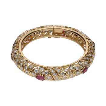 PULSERAS<BR>PULSERA RÍGIDA EN ORO AMARILLO CON RUB... · ref.: PRESENTA CERTIFICADO...