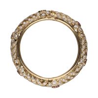 Pulsera rígida en oro amarillo con rubíes y brillantes.