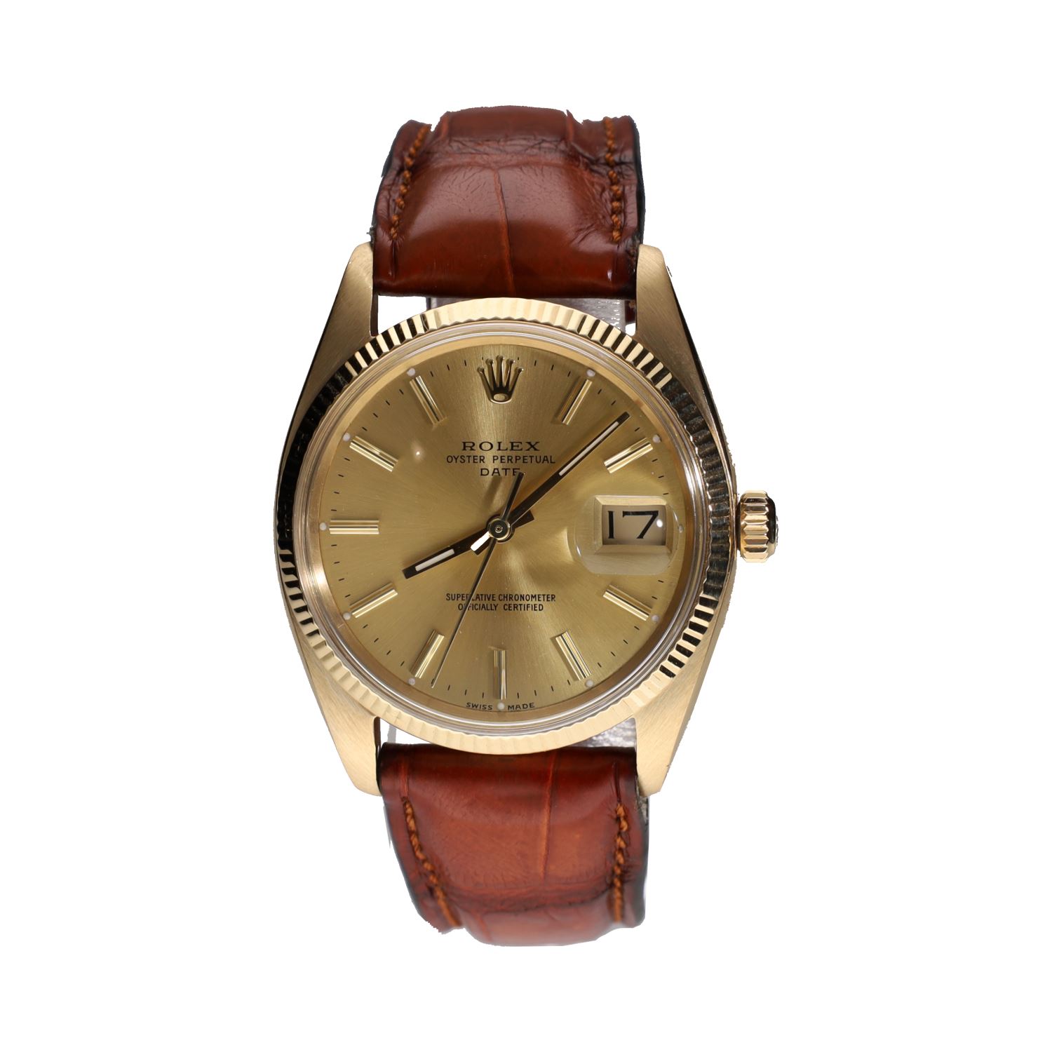 Oyster perpetual date oro amarillo cuero 34mm.   