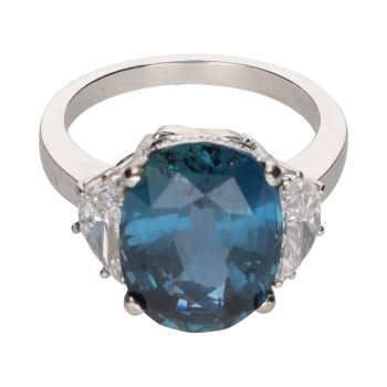 ANILLOS / SORTIJAS<BR>SORTIJA EN ORO BLANCO CON ZAFIRO Y BRI... · ref.: PRESENTA CERTIFICADO...