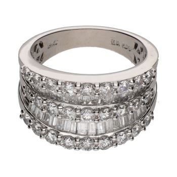 ANILLOS / SORTIJAS<BR>SORTIJA ANCHA EN ORO BLANCO 14K CON DI... · ref.: PRESENTA CERTIFICADO...