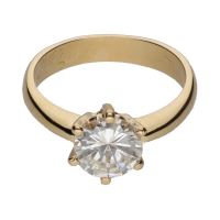 ANILLOS / SORTIJAS<BR>SORTIJA EN ORO AMARILLO CON UN BRILLAN...