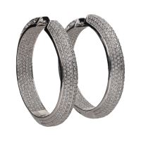 PENDIENTES<BR>PENDIENTES ARGOLLAS ORO BLANCO BRILLAN...