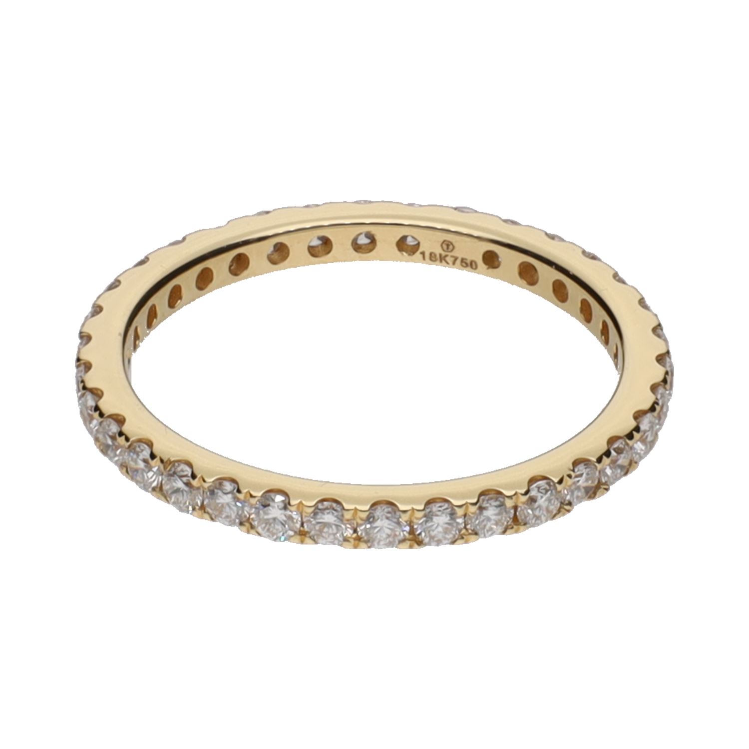 Sortija eternity en oro amarillo con brillantes. Talla 13.