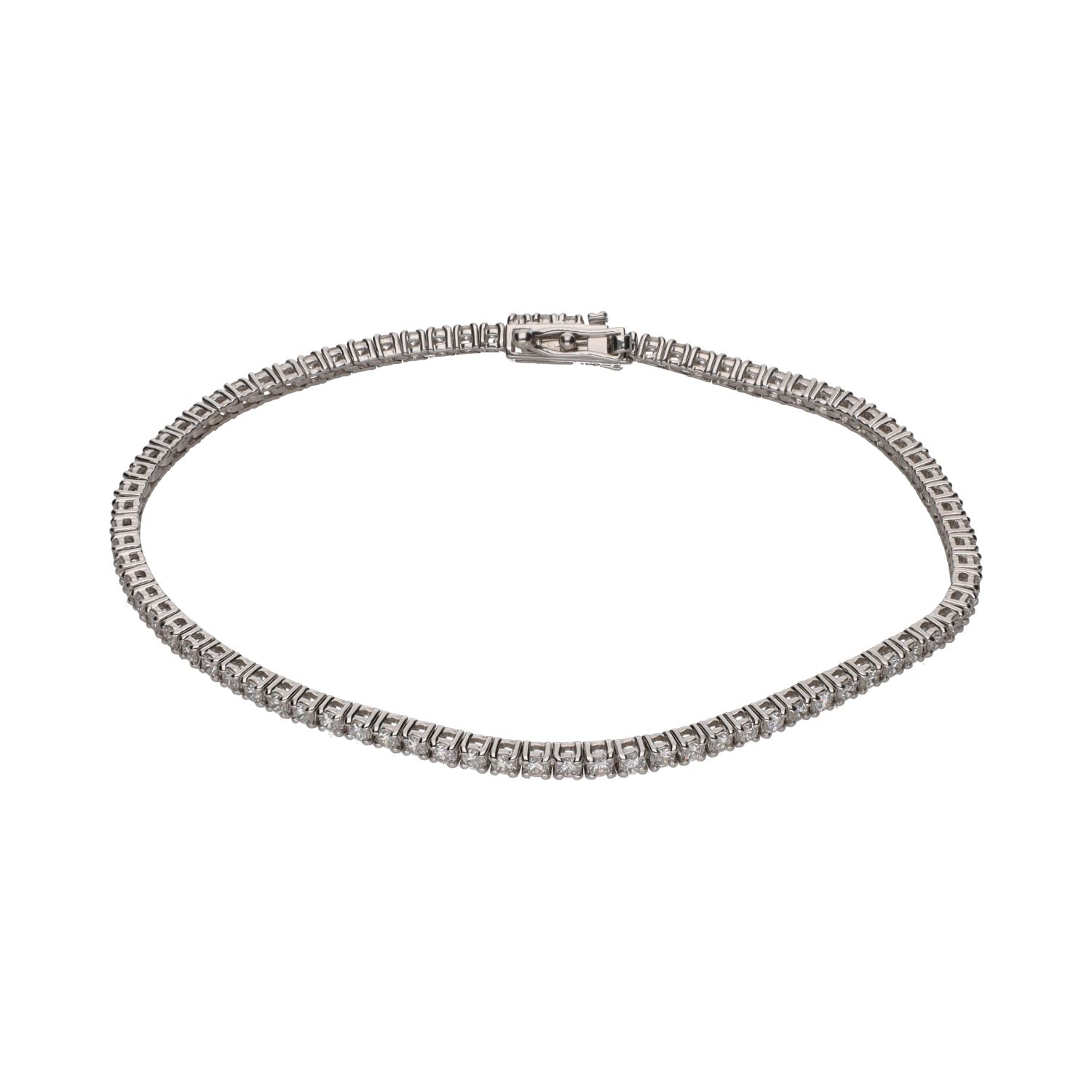 Pulsera riviere en oro blanco con brillantes.