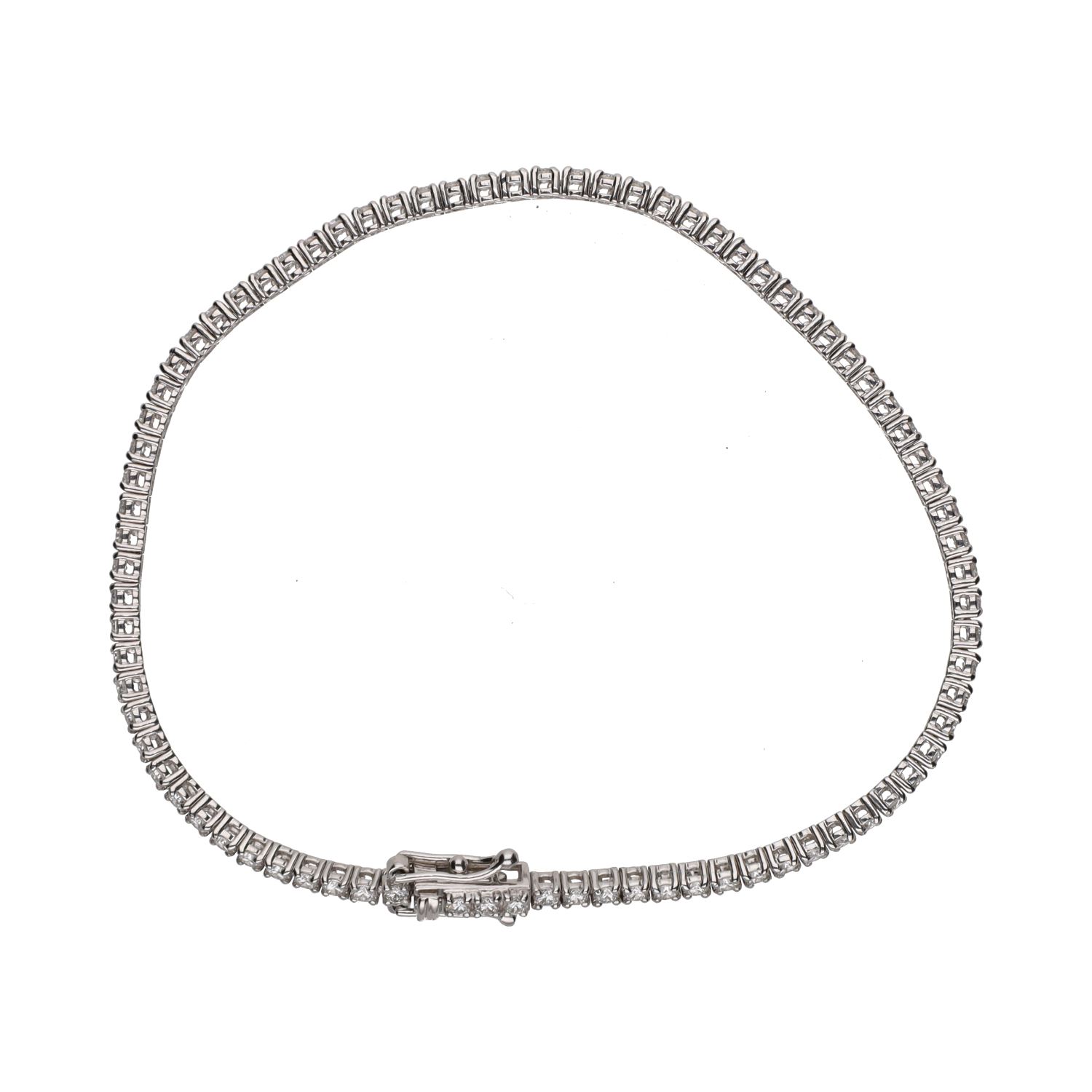 Pulsera riviere en oro blanco con brillantes.