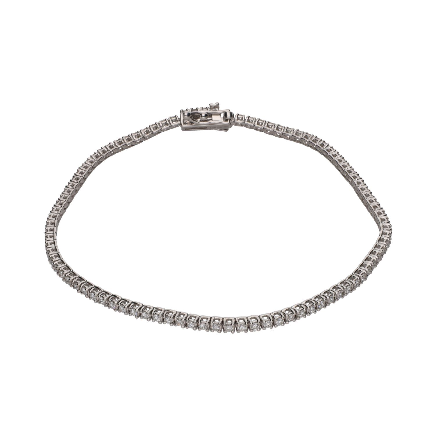 Pulsera riviere en oro blanco con brillantes.