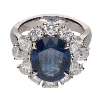 ANILLOS / SORTIJAS<BR>SORTIJA EN ORO BLANCO CON ZAFIRO Y ORL... · ref.: PRESENTA CERTIFICADO...