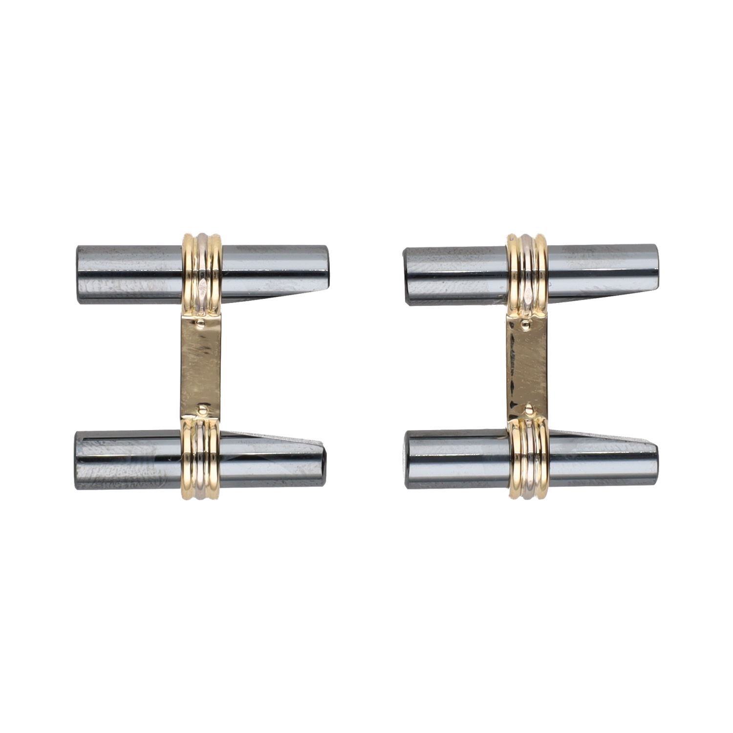 Gemelos f van cleef en oro amarillo con hematita.