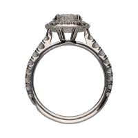 Sortija solitario de cartier en platino con brillantes. Talla 48.