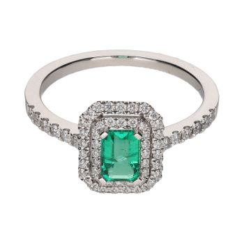 ANILLOS / SORTIJAS<BR>SORTIJA EN ORO BLANCO CON ESMERALDA Y ... · ref.: PRESENTA CERTIFICADO...