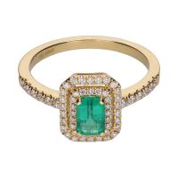 ANILLOS / SORTIJAS<BR>SORTIJA EN ORO AMARILLO CON ESMERALDA ...