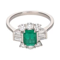 ANILLOS / SORTIJAS<BR>SORTIJA EN ORO BLANCO CON ESMERALDA Y ...