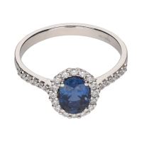 ANILLOS / SORTIJAS<BR>SORTIJA EN ORO BLANCO CON ZAFIRO Y BRI...