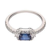 ANILLOS / SORTIJAS<BR>SORTIJA EN ORO BLANCO CON ZAFIRO Y BRI...