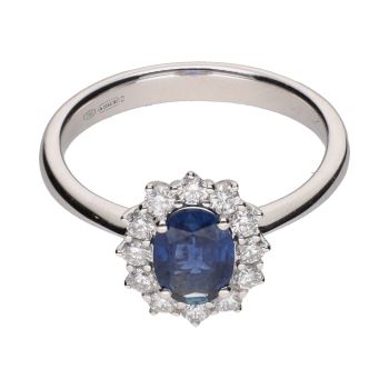 ANILLOS / SORTIJAS<BR>SORTIJA EN ORO BLANCO CON ZAFIRO Y BRI... · ref.: PRESENTA CERTIFICADO...