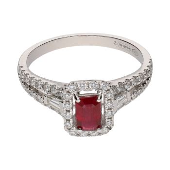 ANILLOS / SORTIJAS<BR>SORTIJA EN ORO BLANCO CON RUBÍ Y BRILL... · ref.: PRESENTA CERTIFICADO...