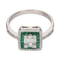 ANILLOS / SORTIJAS<BR>SORTIJA EN ORO BLANCO CON ESMERALDAS Y...