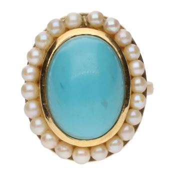 ANILLOS / SORTIJAS<BR>SORTIJA EN ORO AMARILLO CON TURQUESA C... · ref.: (ALM)