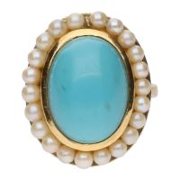 ANILLOS / SORTIJAS<BR>SORTIJA EN ORO AMARILLO CON TURQUESA C...