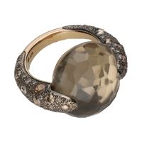 Sortija pomellato en oro amarillo con cuarzo. Talla 13.