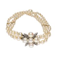 PULSERAS<BR>PULSERA DE PERLAS CON CIERRE EN ORO BL...